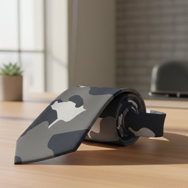 US Military Camouflage Grey Camo Seamless Pattern Tie (US Military Camouflage Gray Camo Seamless Pattern Neck Tie)