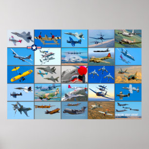 US MILITARY LEGACY AIRCRAFT “MONTAGE” POSTER