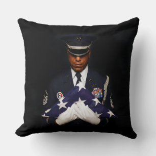 US Military Soldier American Flag Memorial Pillow