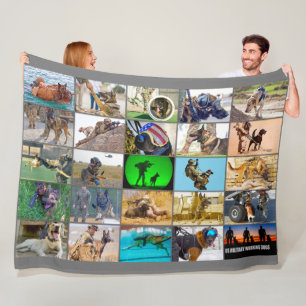 US MILITARY WORKING DOGS “MONTAGE” FLEECE BLANKET