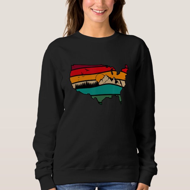 US Mountain Landscape Scene Traveler Hiking Campin Sweatshirt (Front)