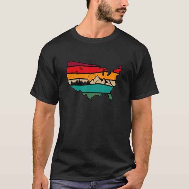 US Mountain Landscape Scene Traveler Hiking Campin T-Shirt (Front)