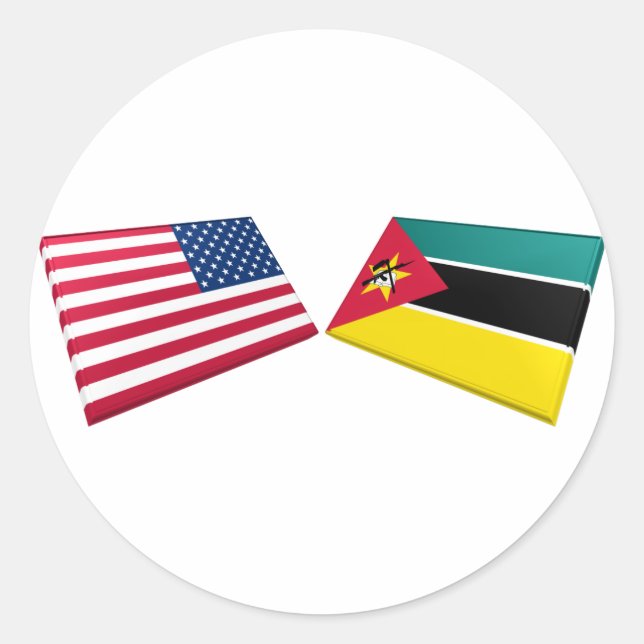 US & Mozambique Flags Classic Round Sticker (Front)