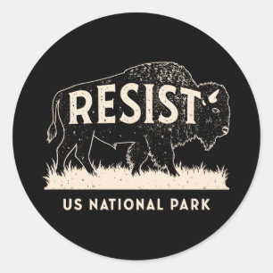 US National Park Resist Service Bison Buffalo Classic Round Sticker