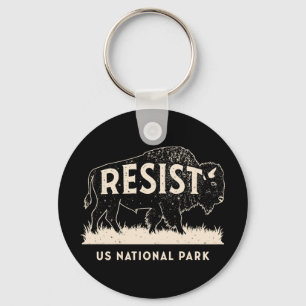 US National Park Resist Service Bison Buffalo Key Ring