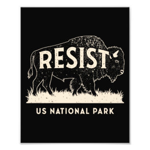 US National Park Resist Service Bison Buffalo Photo Print