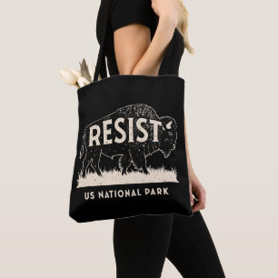 US National Park Resist Service Bison Buffalo Tote Bag