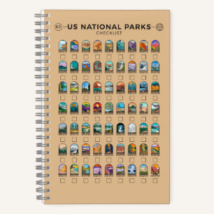 US National Parks of America Checklist Custom Notebook