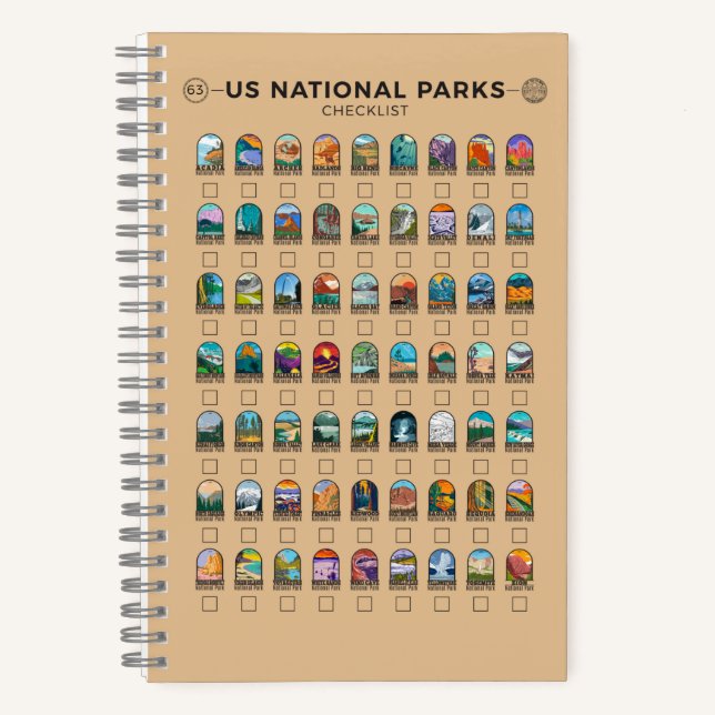 US National Parks of America Checklist Custom Notebook (Front)