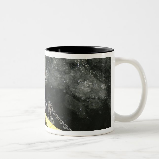 US Navy Diver gets ready to start his dive Two-Tone Coffee Mug (Right)