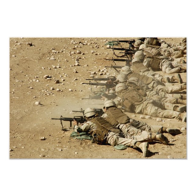 US Navy Seabees fire M-4 and M-16A2 rifles Photo Print (Front)