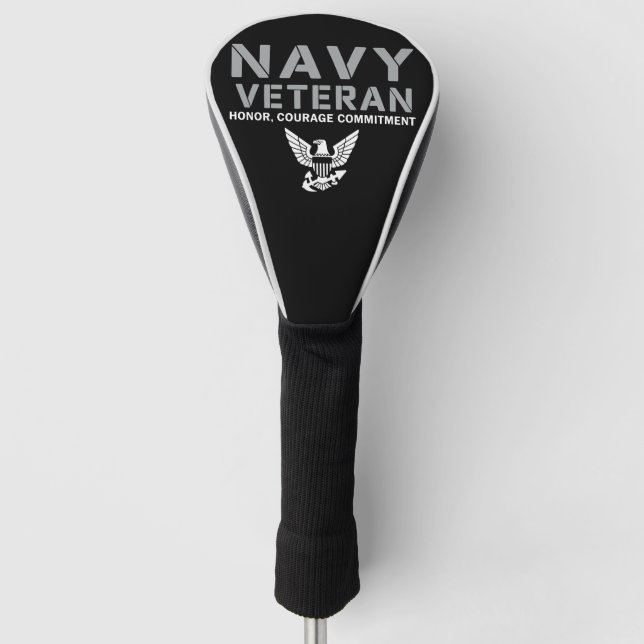 US Navy Veteran Honor Courage Commitment Golf Head Cover (Front)