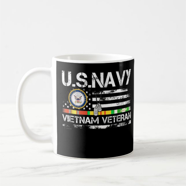 US Navy Vietnam Veteran USA Flag Vietnam Vet Flag  Coffee Mug (Left)