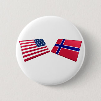 US & Norway Flags 6 Cm Round Badge
