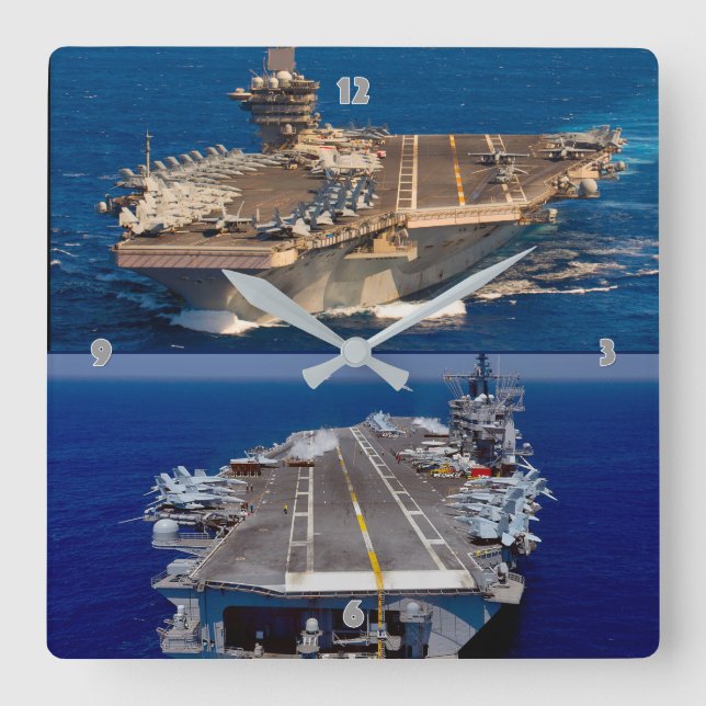 US NUCLEAR AIRCRAFT CARRIER SQUARE WALL CLOCK (Front)
