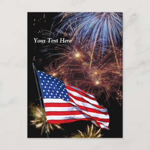 US of America Flag - Independence Day Celebration Invitation Postcard