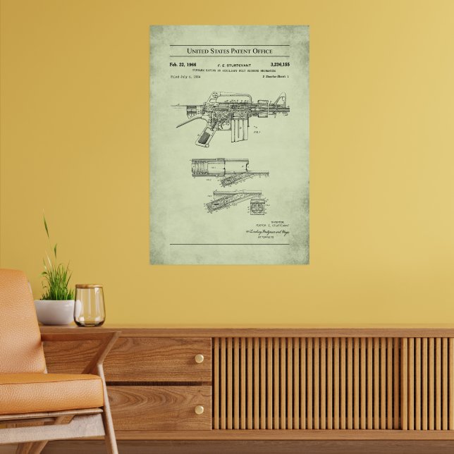 US Patent - Colt Automatic Rifle Poster (Living Room 2)