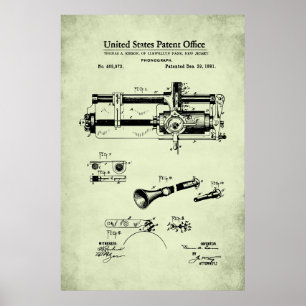 US Patent - Cylindrical Phonograph Poster