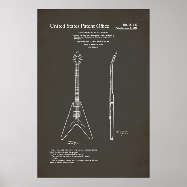 US Patent - Gibson Flying V Poster (Front)