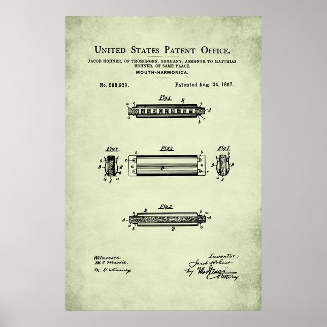 US Patent - Harmonica Poster (Front)