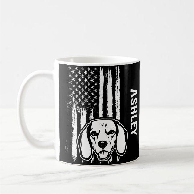 US Patriot Beagle USA Flag Dog Coffee Mug (Left)