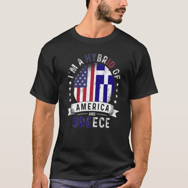 US Patriot Greece Flag American Greek Grown T-Shirt (Front)