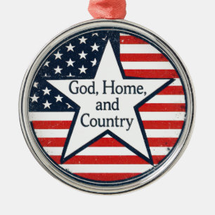 US patriot logo God Home Country US flag retro  Metal Ornament
