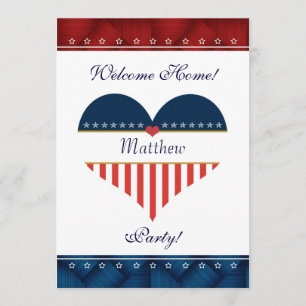 US Patriotic Heart Welcome Home Party Invite