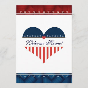 US Patriotic Heart Welcome Home Party Invite