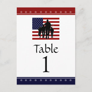 US Patriotic Military Party Table Number Cards