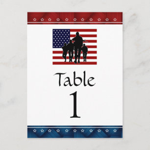 US Patriotic Military Party Table Number Cards