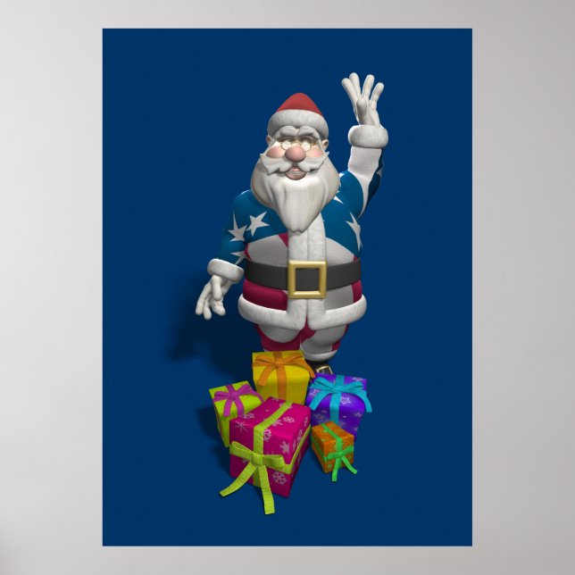 US Patriotic Santa Claus Poster (Front)
