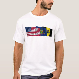 US, Pennsylvania and Pittsburgh Flags T-Shirt