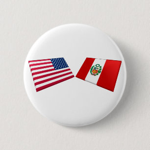 US & Peru Flags 6 Cm Round Badge