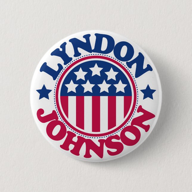 US President Lyndon Johnson 6 Cm Round Badge (Front)