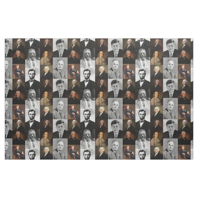 US Presidents Plus Hamilton and Franklin History Fabric (Yard)