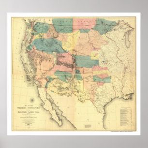 US Railroad Survey Map 1858 Poster