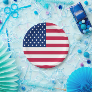 US Red White Stripes Stars Flag Party Paper Plates