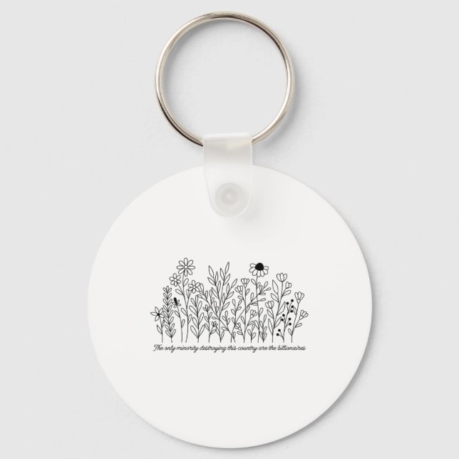 Us Resist Protest Minimalist Wildflowers Corrupt B Key Ring (Front)