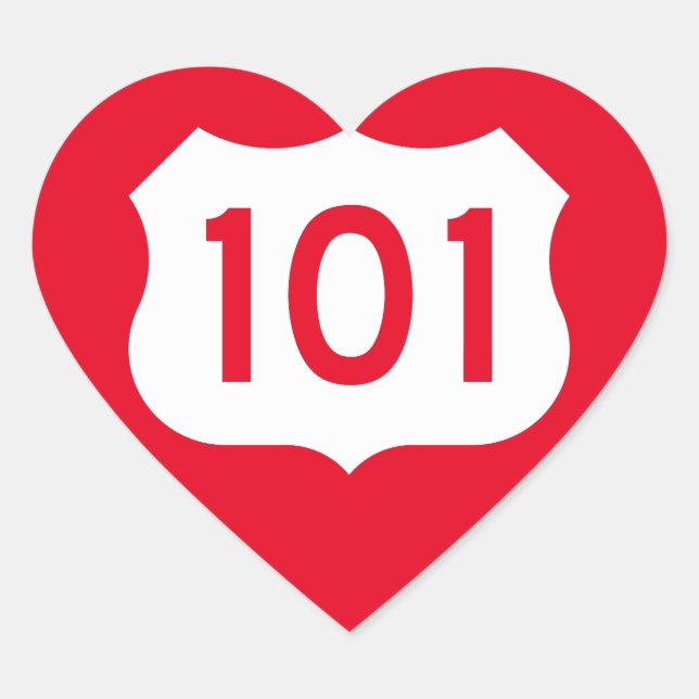 US Route 101 Sign Heart Sticker (Front)