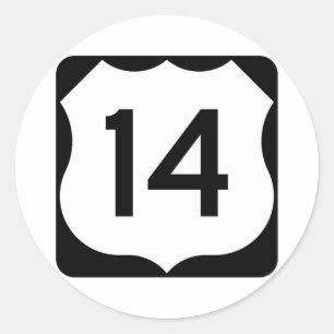 US Route 14 Sign Classic Round Sticker