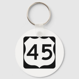 US Route 45 Sign Key Ring