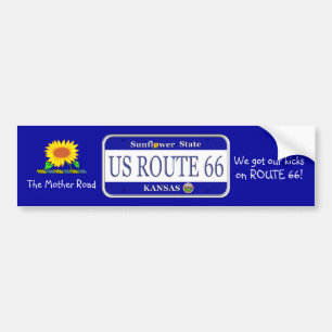 US ROUTE 66 KANSAS Vanity Plate Bumper Sticker