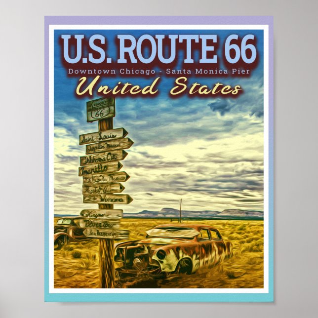 US ROUTE 66 - THE MOST FAMOUS ROADS IN THE USA POSTER (Front)