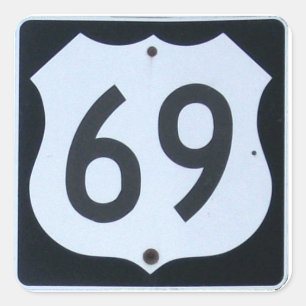US Route 69 HIghway Sign Square Sticker