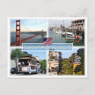 US San Francisco - Golden Gate Bridge - Cable Car. Postcard
