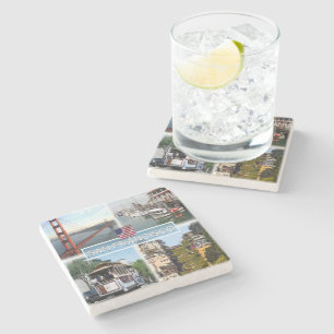 US San Francisco - Golden Gate Bridge - Cable Car. Stone Coaster