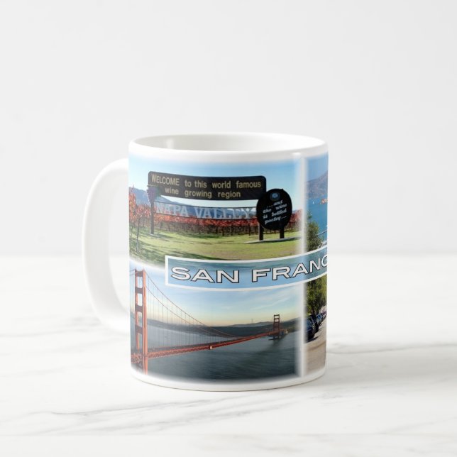 US San Francisco - Napa Valley Golden Gate Bridge Coffee Mug (Front Left)