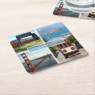 US San Francisco - Napa Valley Golden Gate Bridge Square Paper Coaster