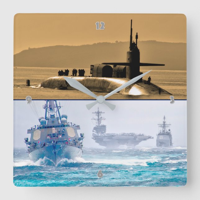 US SEA POWER SQUARE WALL CLOCK (Front)